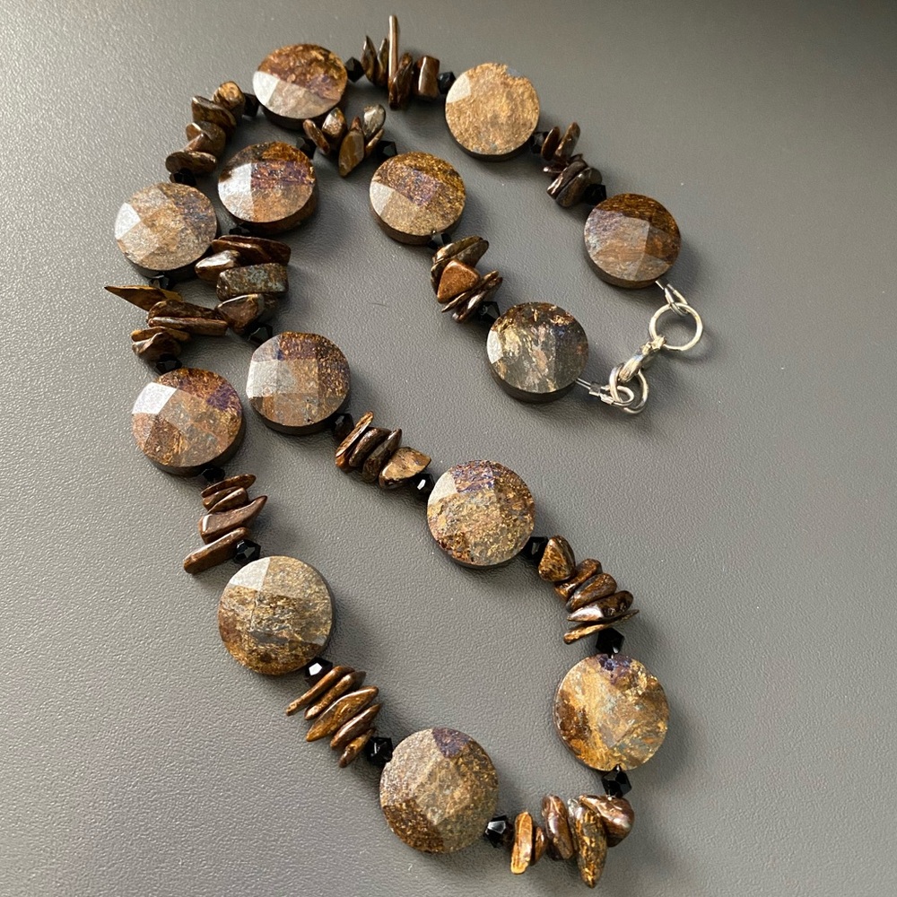 Natural Brown Faceted Stone Necklace